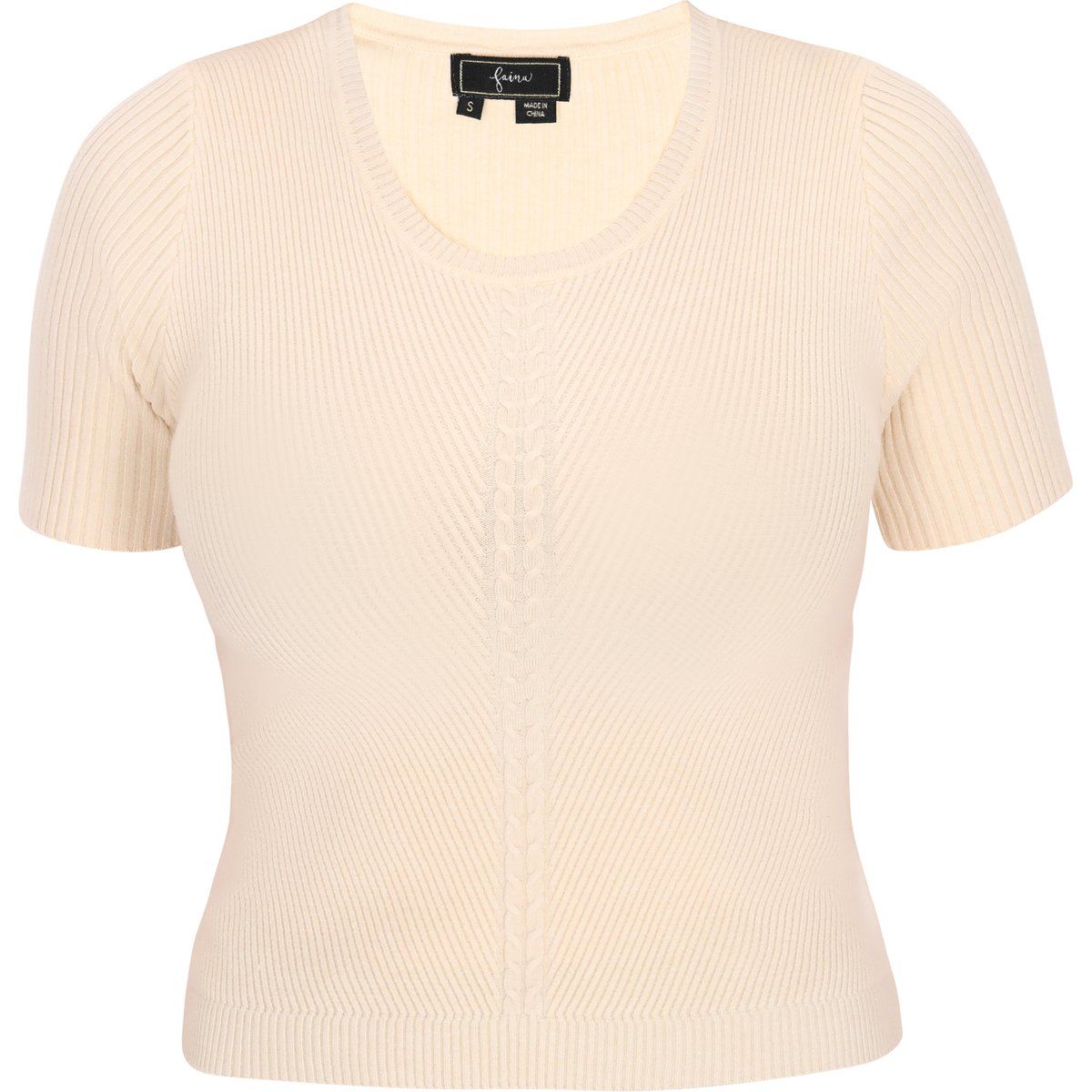 Geripptes Kurzarm Strickoberteil