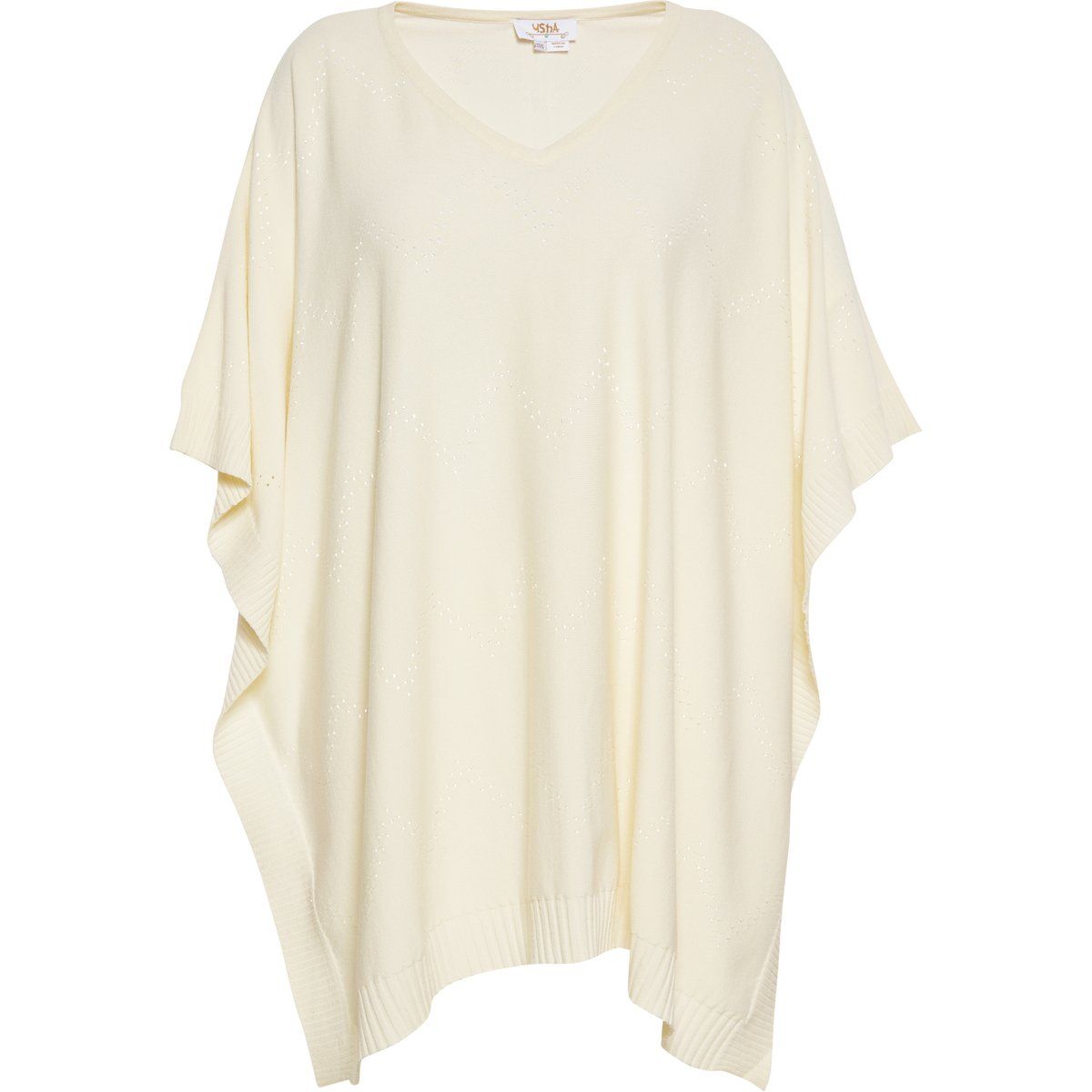 Strickponcho mit V-Ausschnitt und Lochmuster