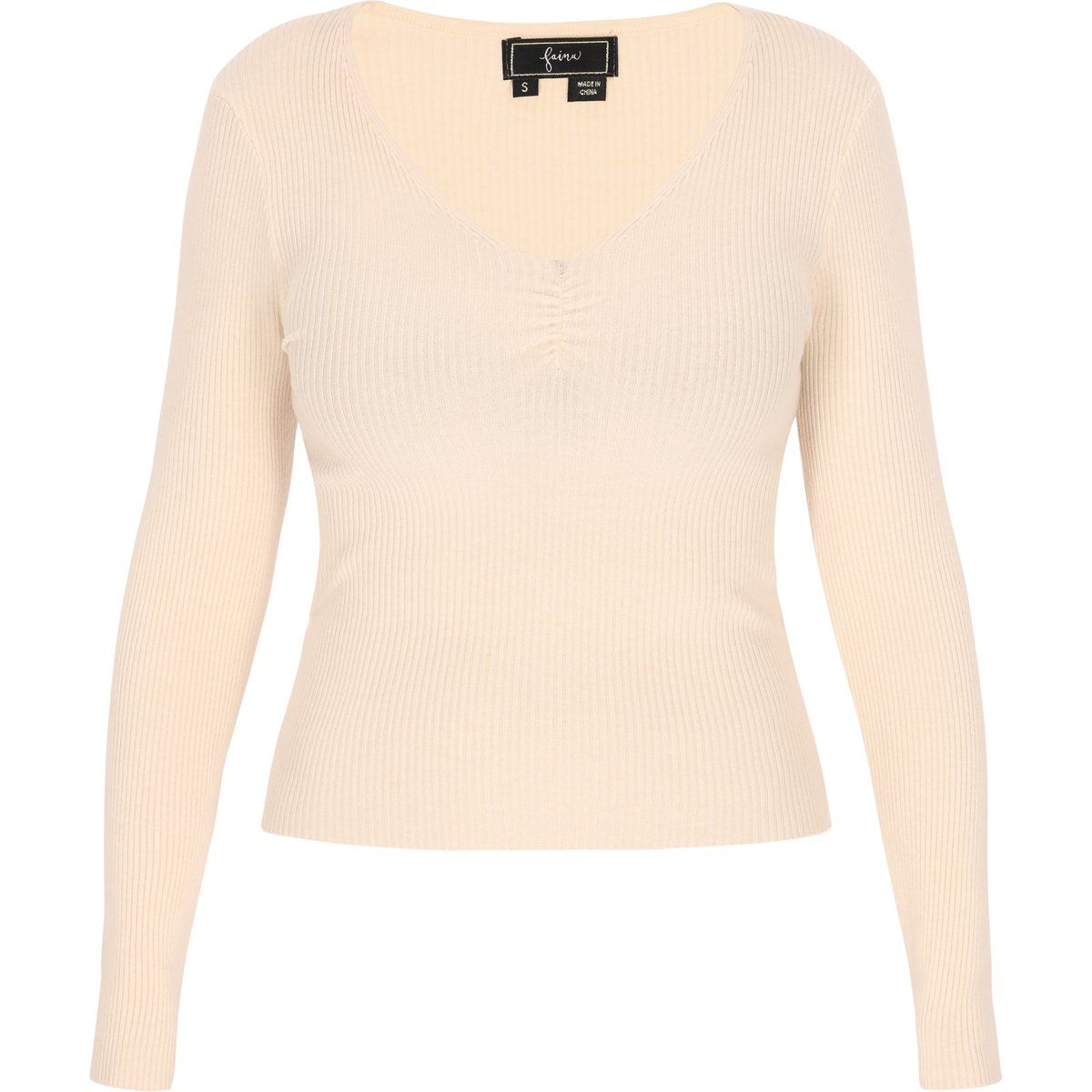 Gerippter Slim-Fit Pullover mit Raffung
