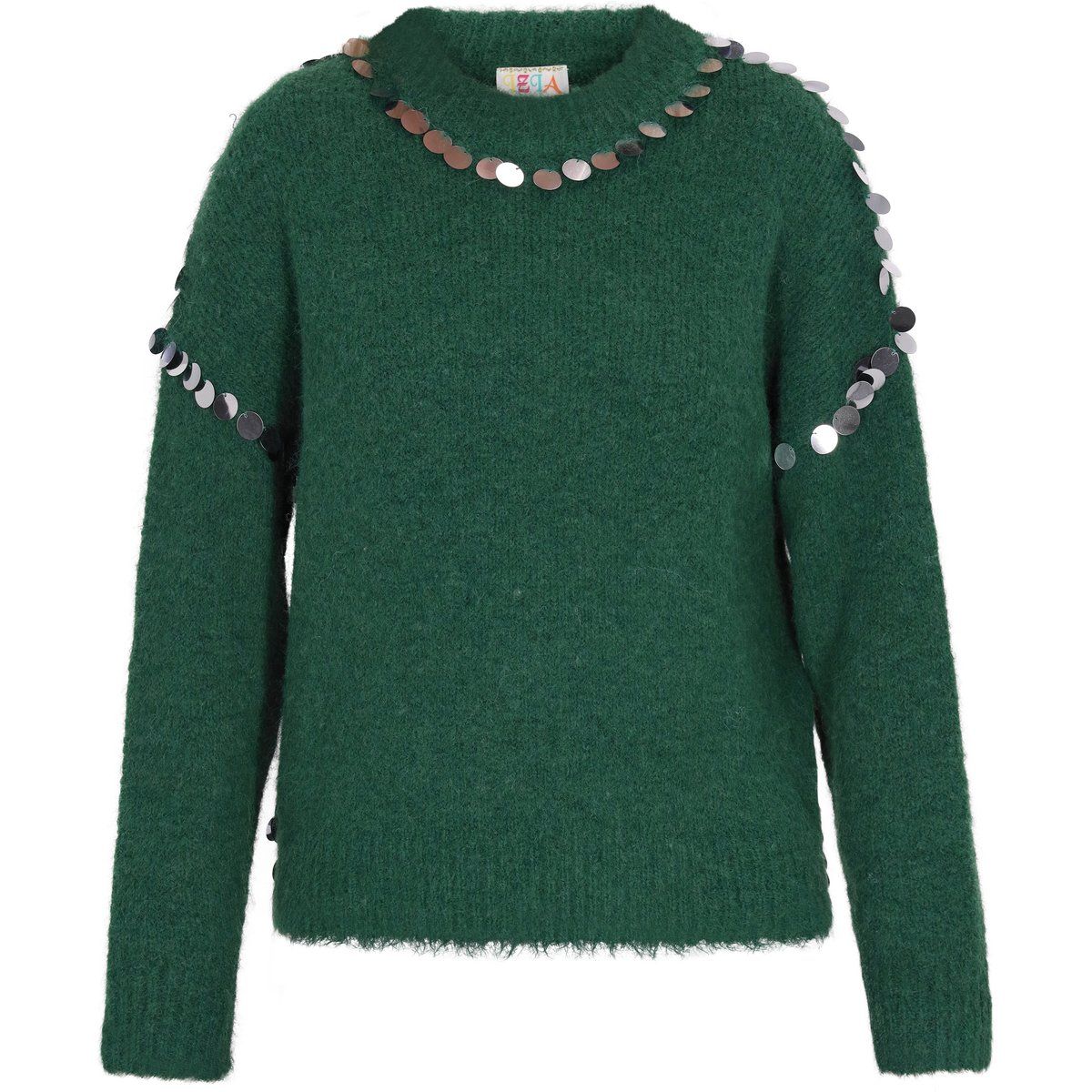 Strukturierter Strickpullover mit großen Pailletten