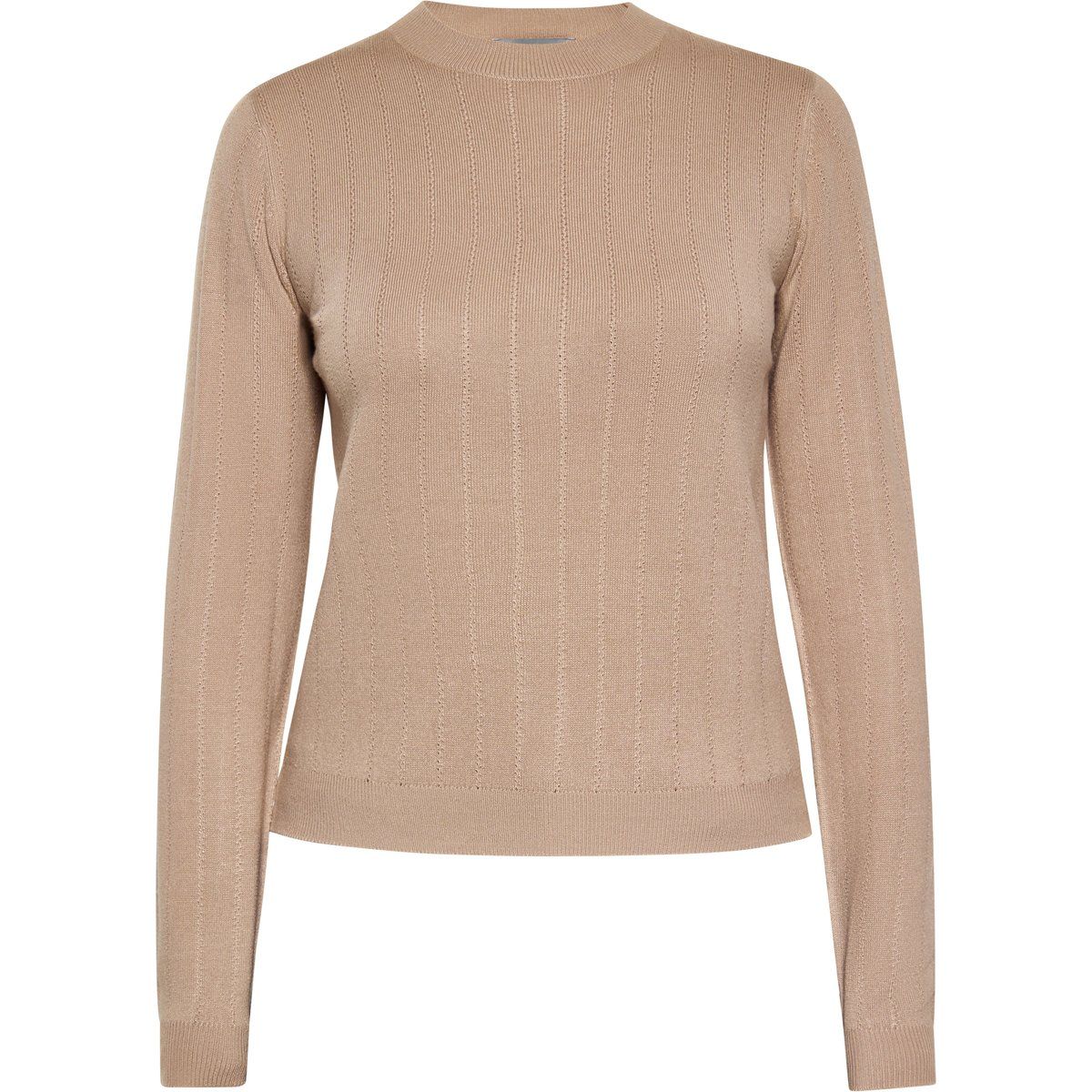 Gerippter Strickpullover mit Rundhalsausschnitt