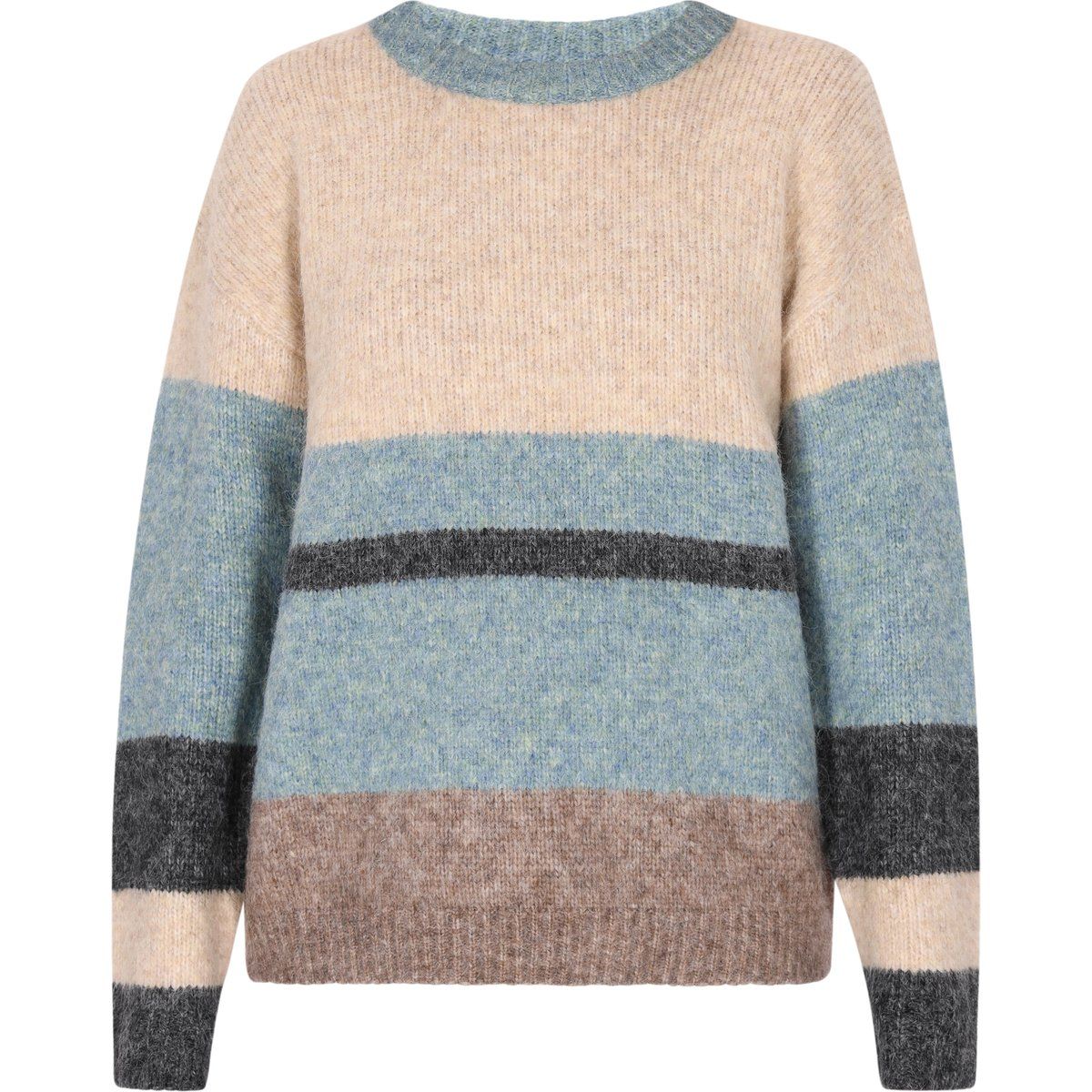 Gestreifter Strickpullover mit Rundhalsausschnitt