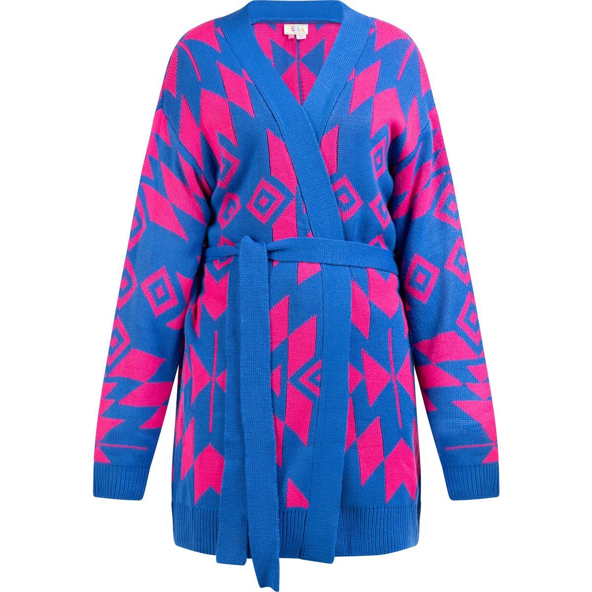 IZIA offener Strick Cardigan Damen blau rosa