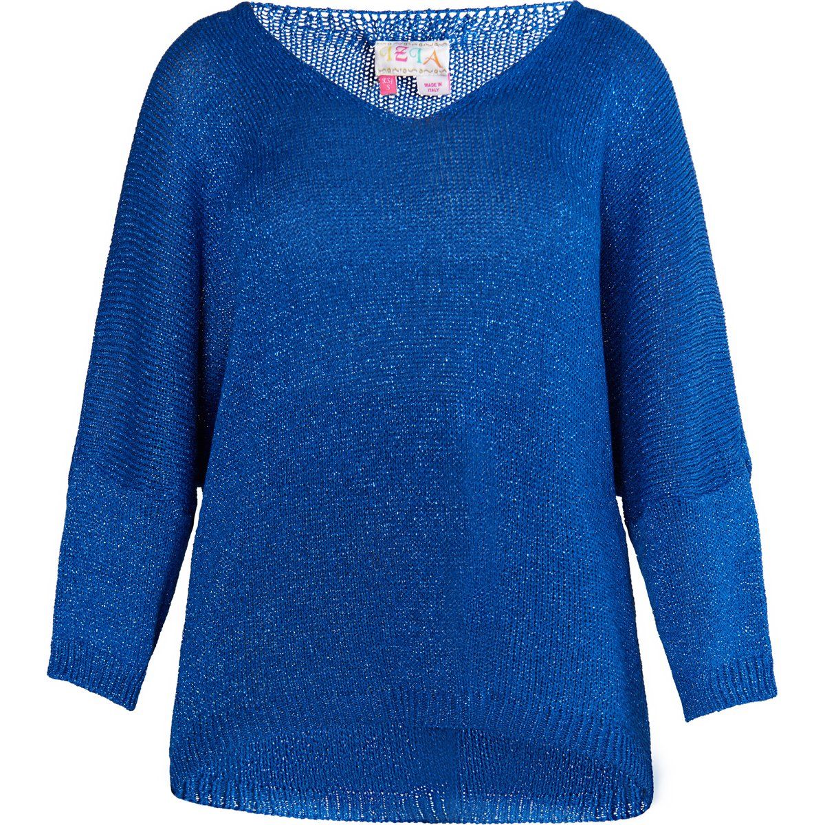 Metallic Strickpullover mit V-Ausschnitt