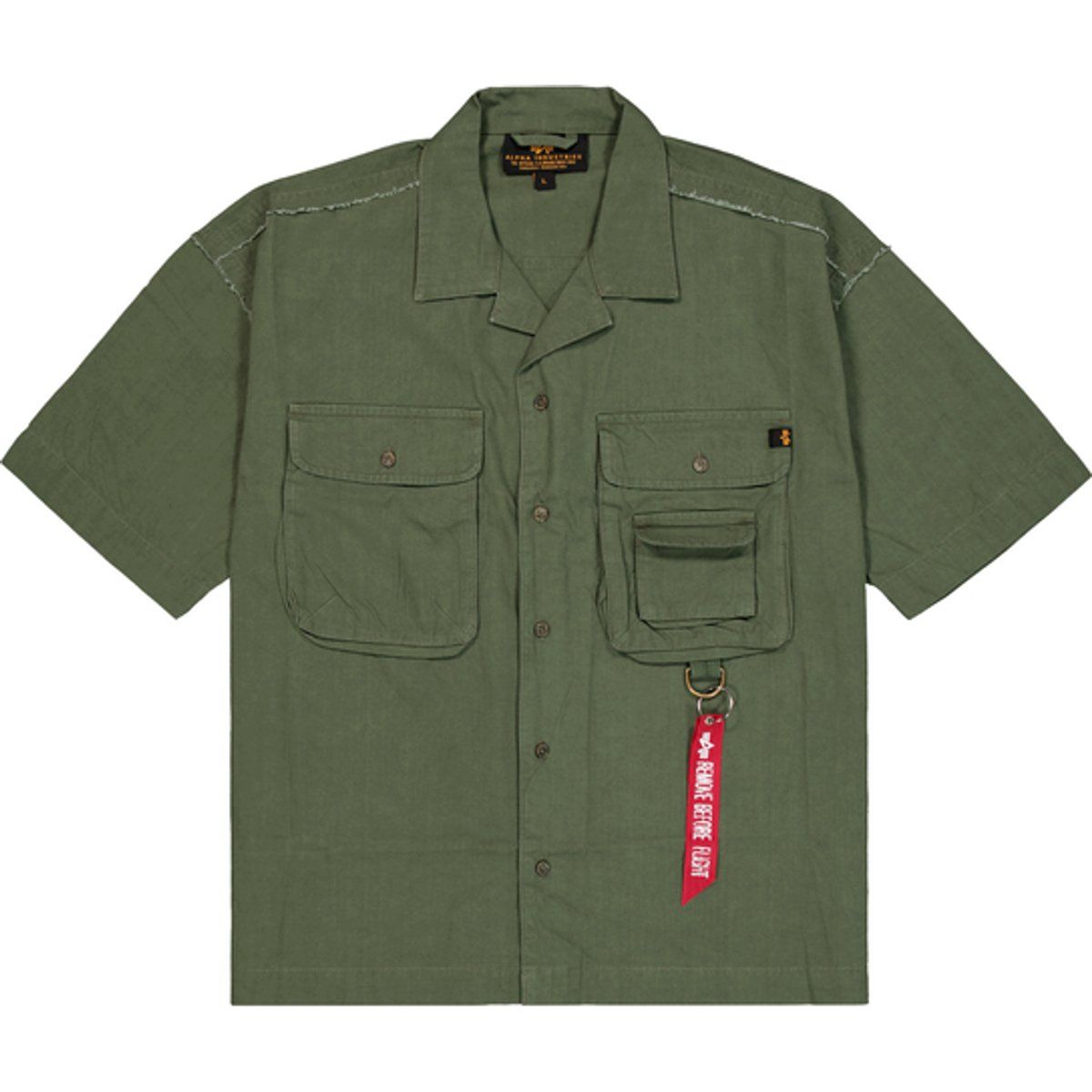 Olivgrünes Safarihemd mit Taschen