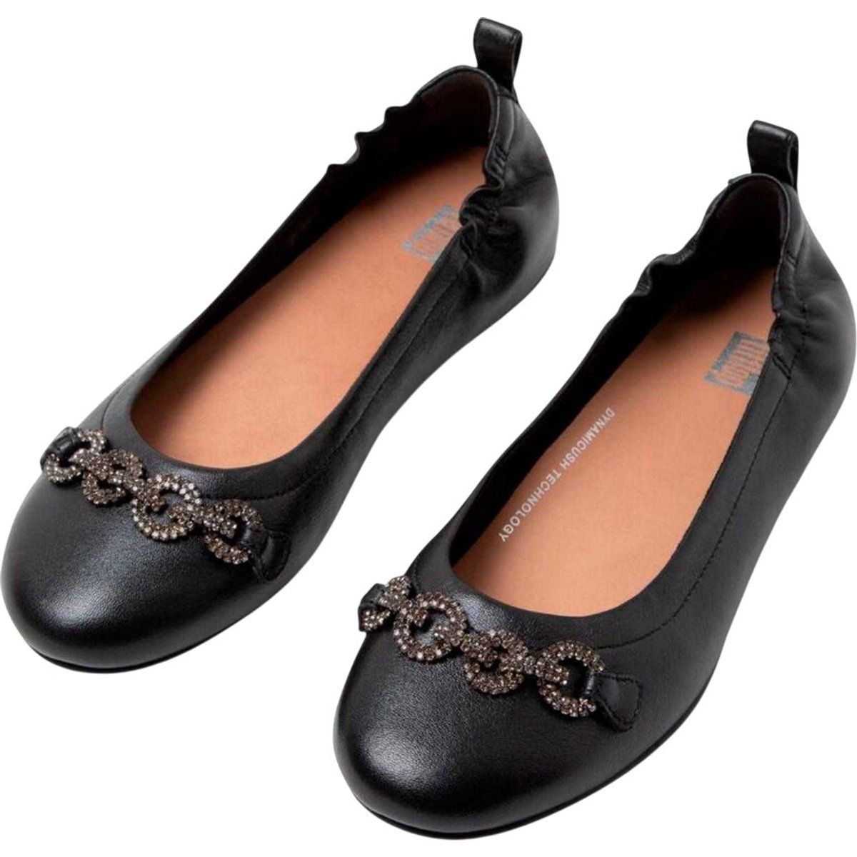 Ballerinas aus Leder mit Schmucksteinen