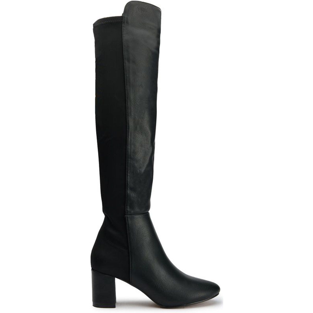 Schwarze Overknee-Stiefel mit Blockabsatz
