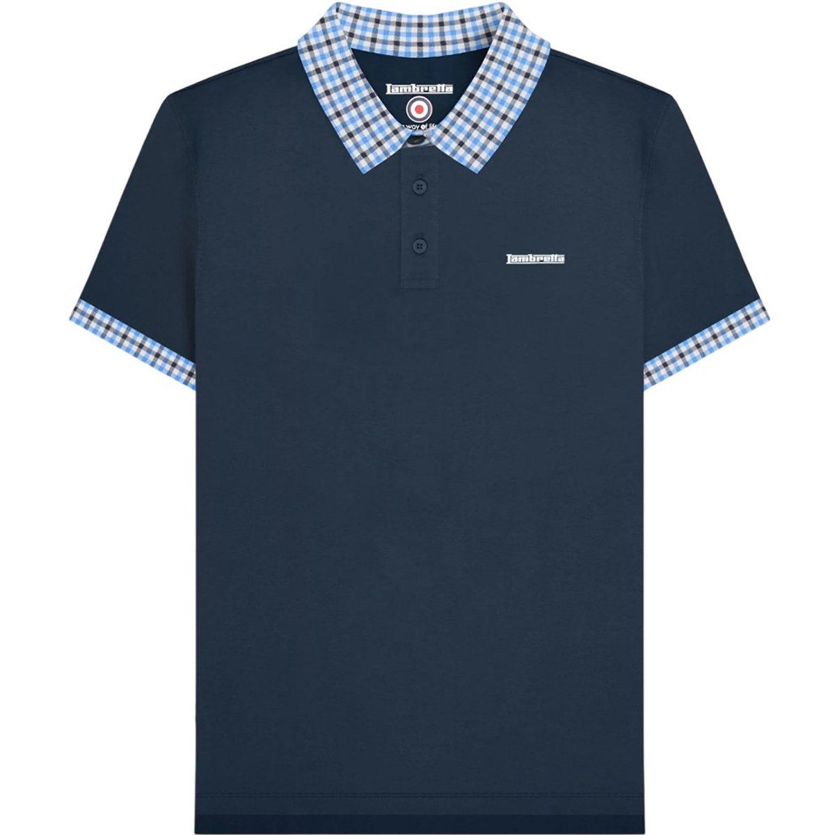 Poloshirt mit Gingham-Besatz