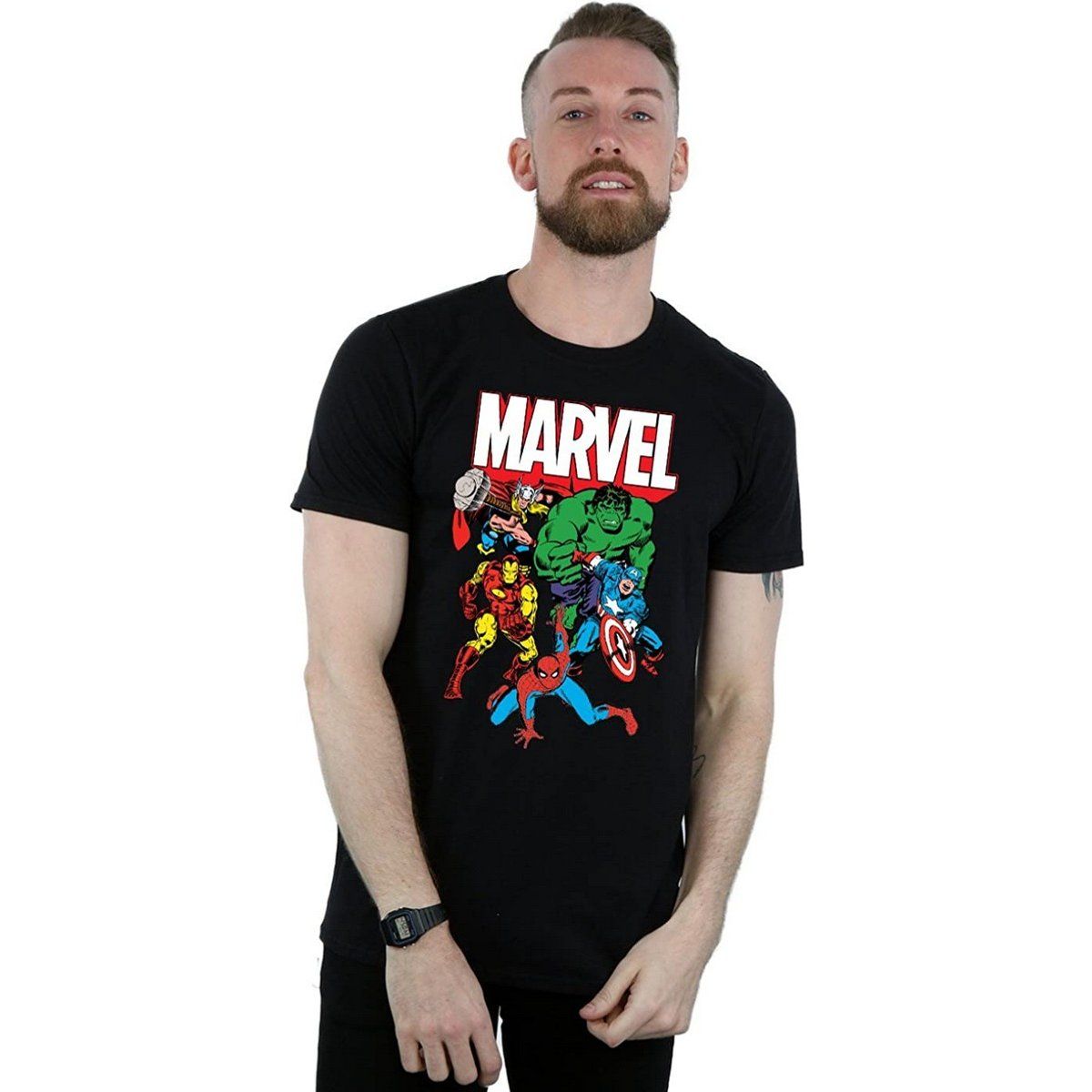 Marvel Hero Gruppe Grafik T-Shirt