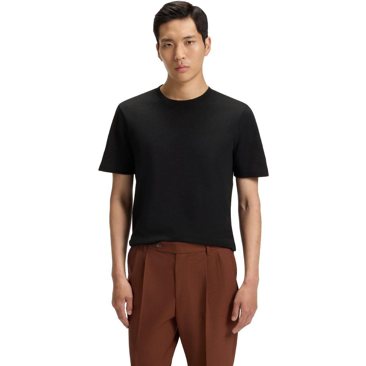 Herren T-Shirt mit Jacquardmuster, reguläre Passform