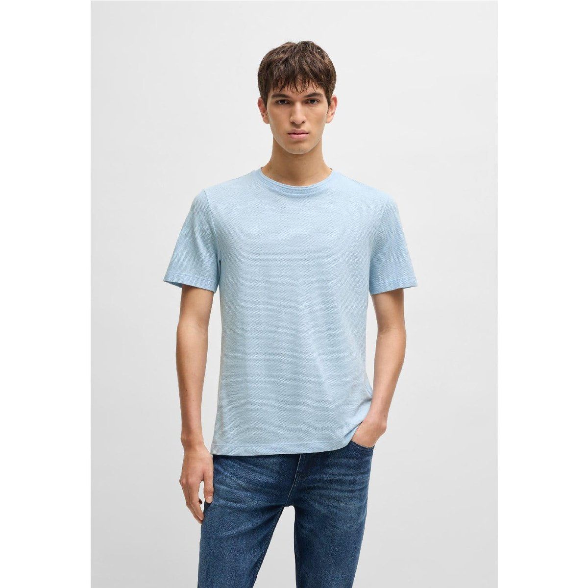 Herren T-Shirt mit Jacquardstrick, reguläre Passform