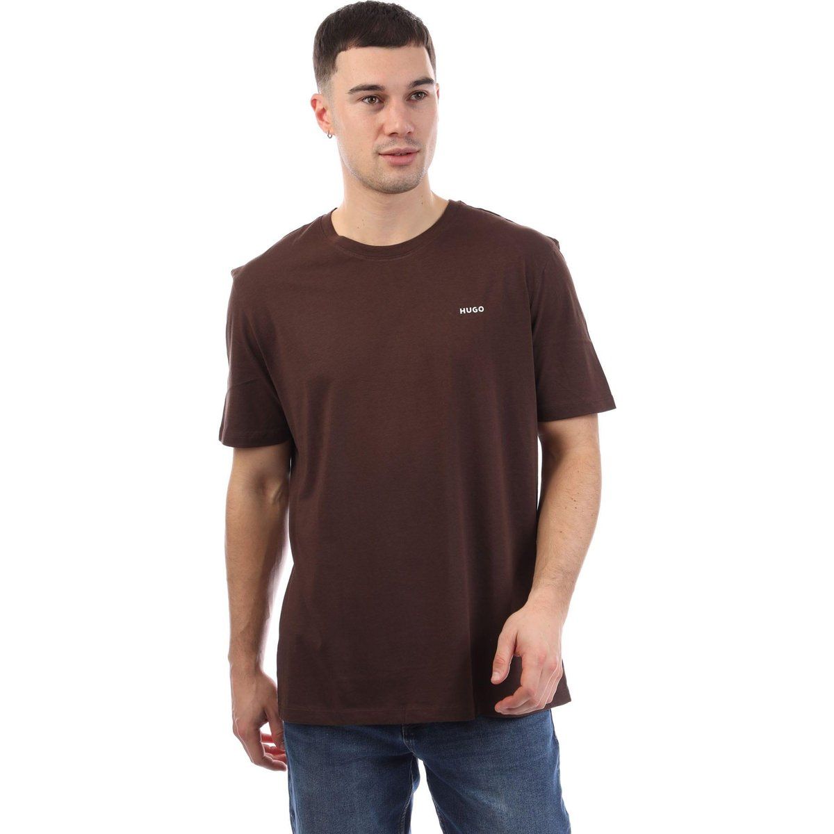 Klassisches braunes T-Shirt mit Rundhalsausschnitt