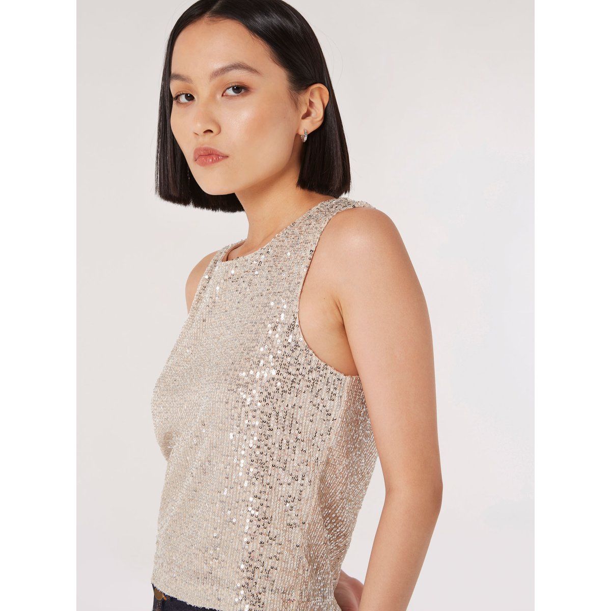 Ärmelloses Tanktop mit Pailletten