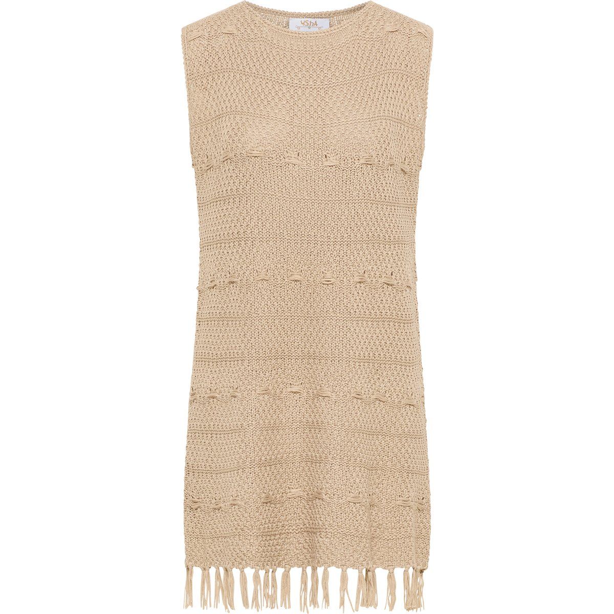 Ärmelloses Strickkleid mit Fransen