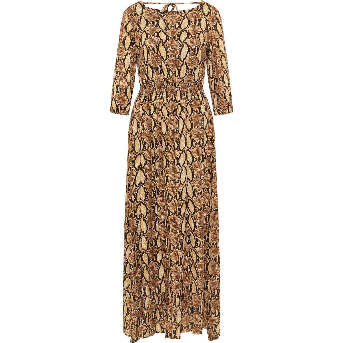 Maxikleid mit Schlangenmuster und Rückenausschnitt