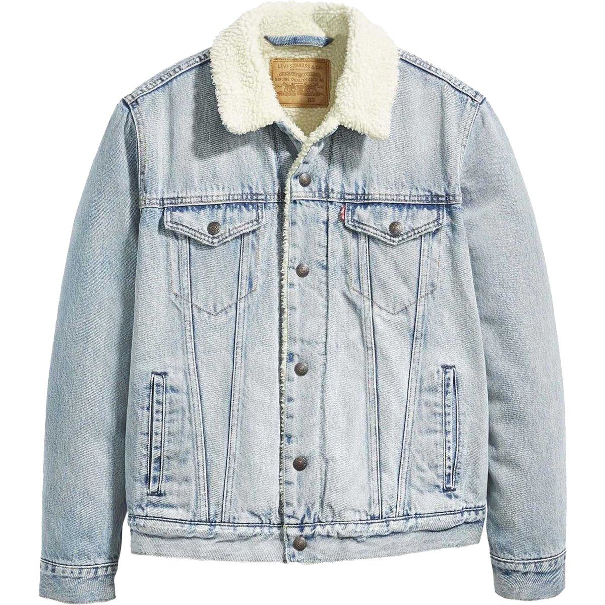 Jeansjacke mit Teddyfell-Kragen