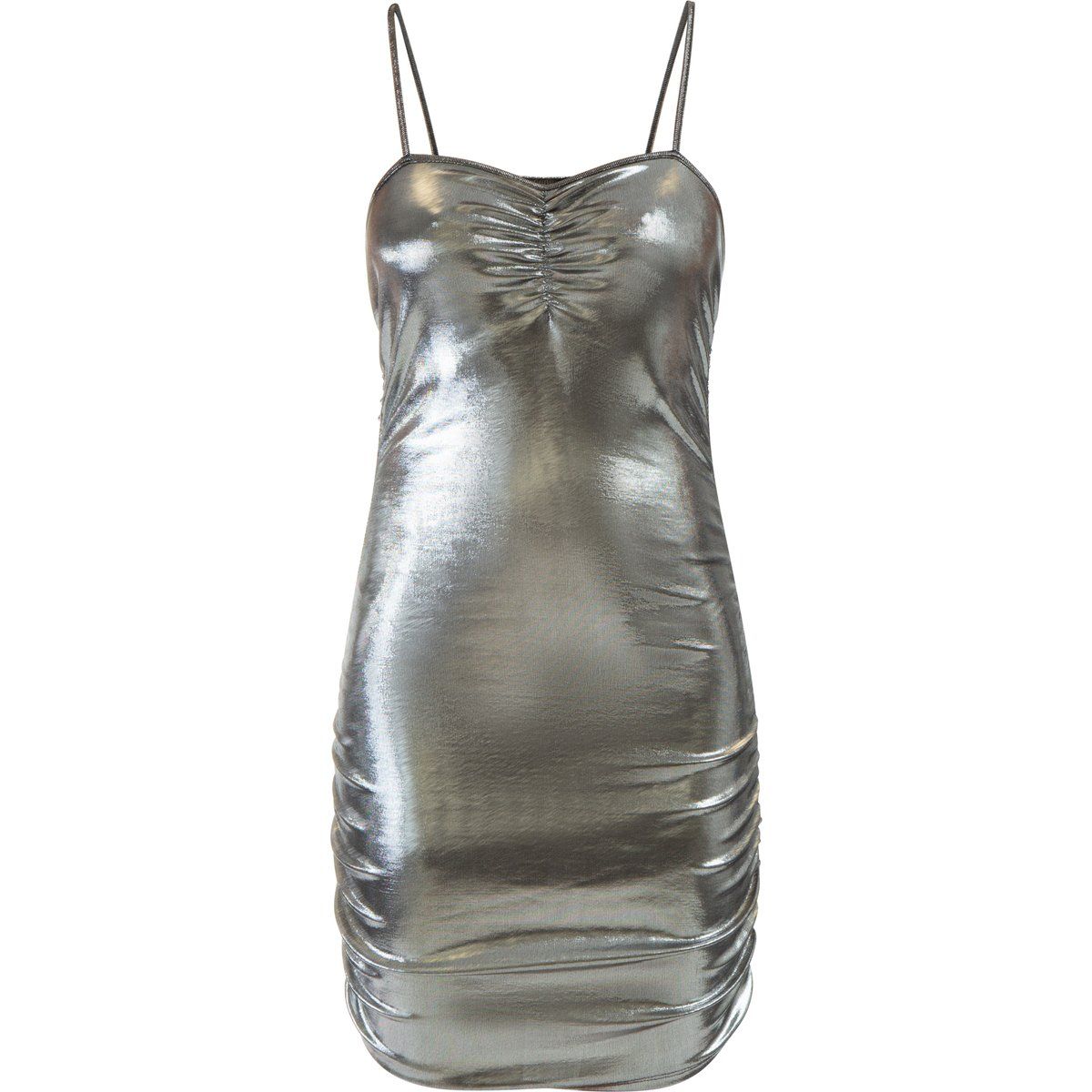 Metallic Mini-Kleid mit Raffung
