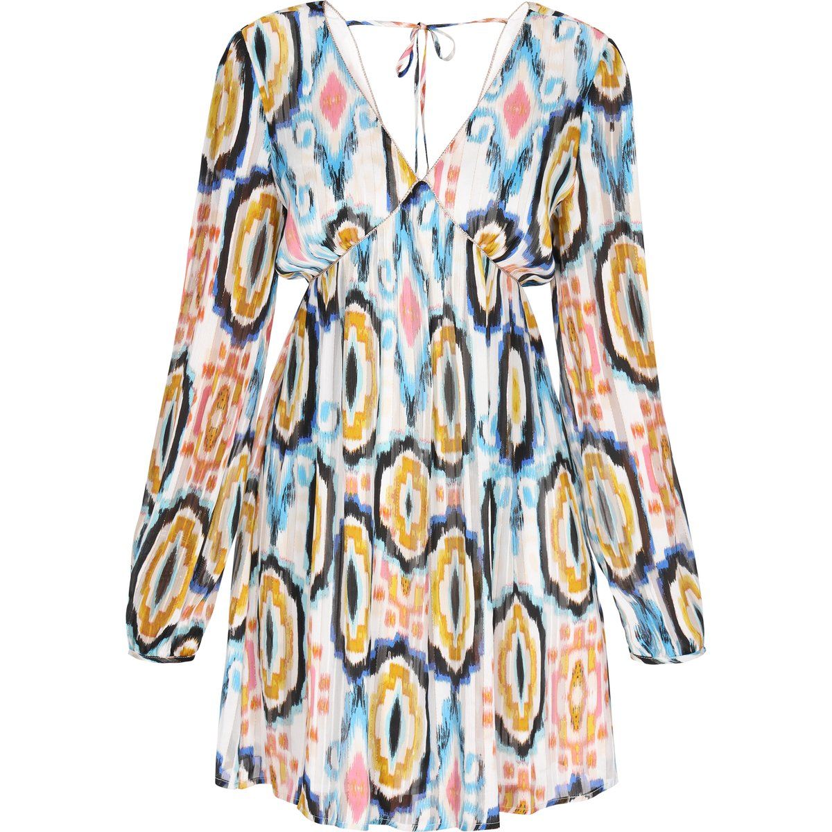 Mini-Chiffonkleid mit Retro-Ikat-Muster