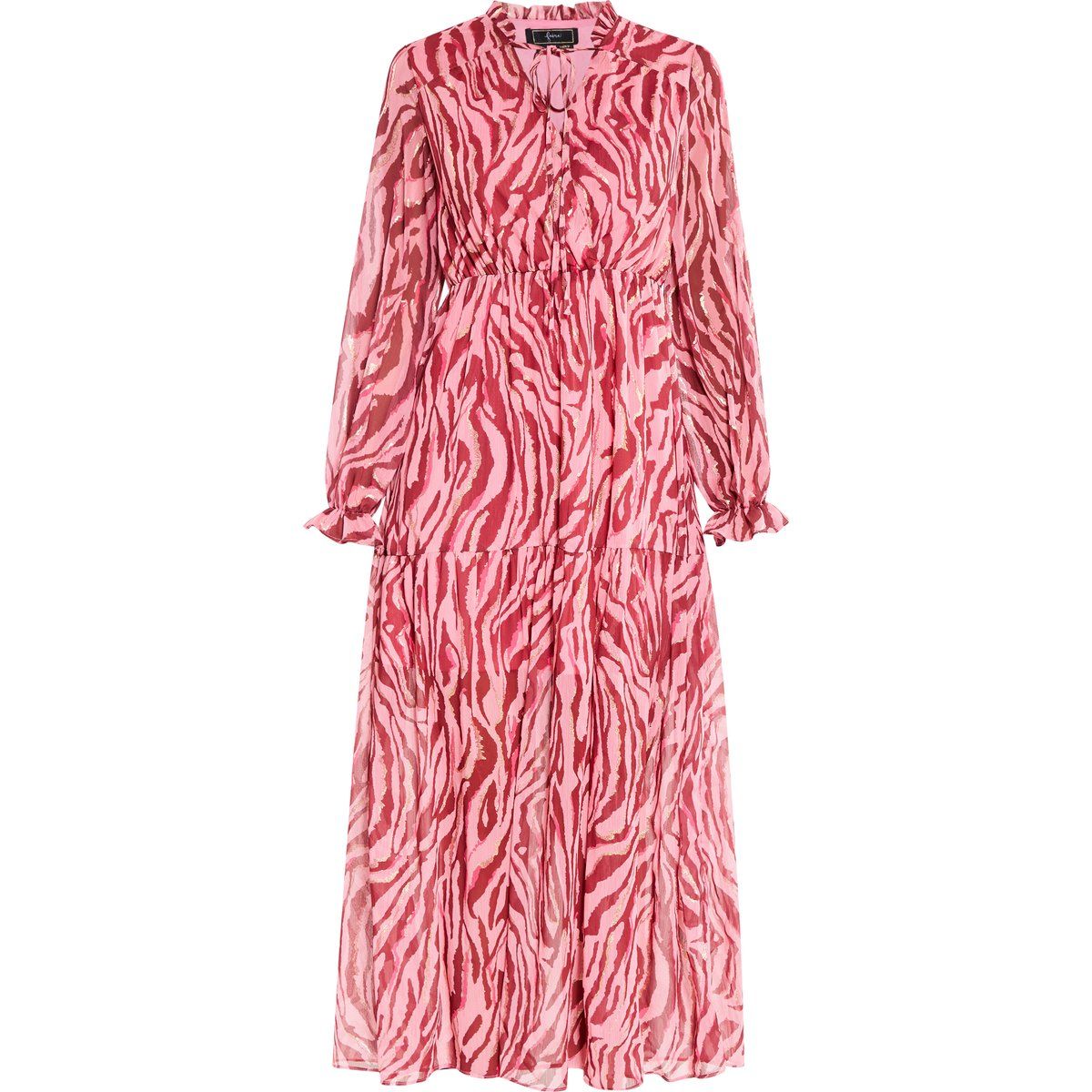 Gestuftes Maxikleid mit Zebraprint