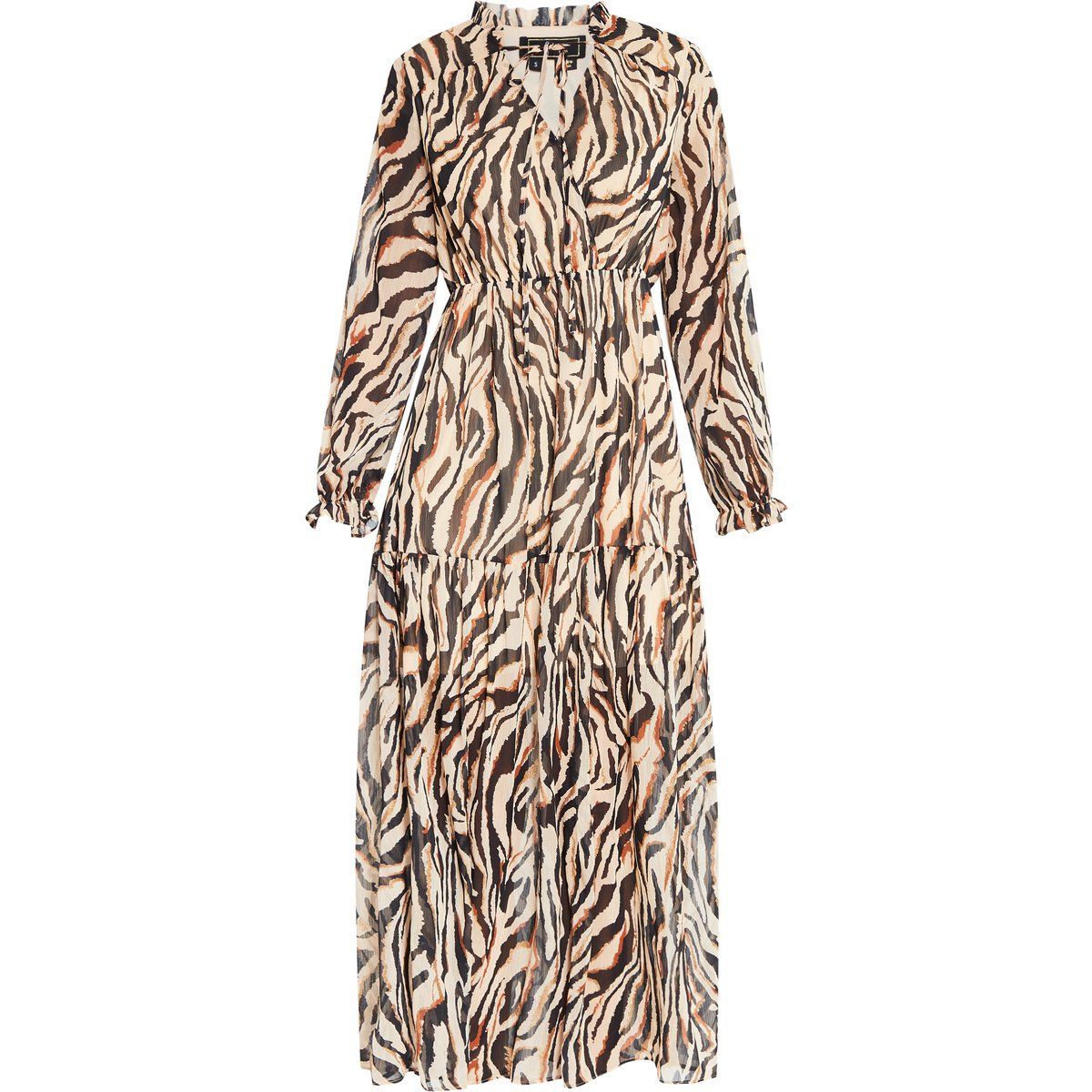 Maxikleid mit Animal-Print und langen Ärmeln