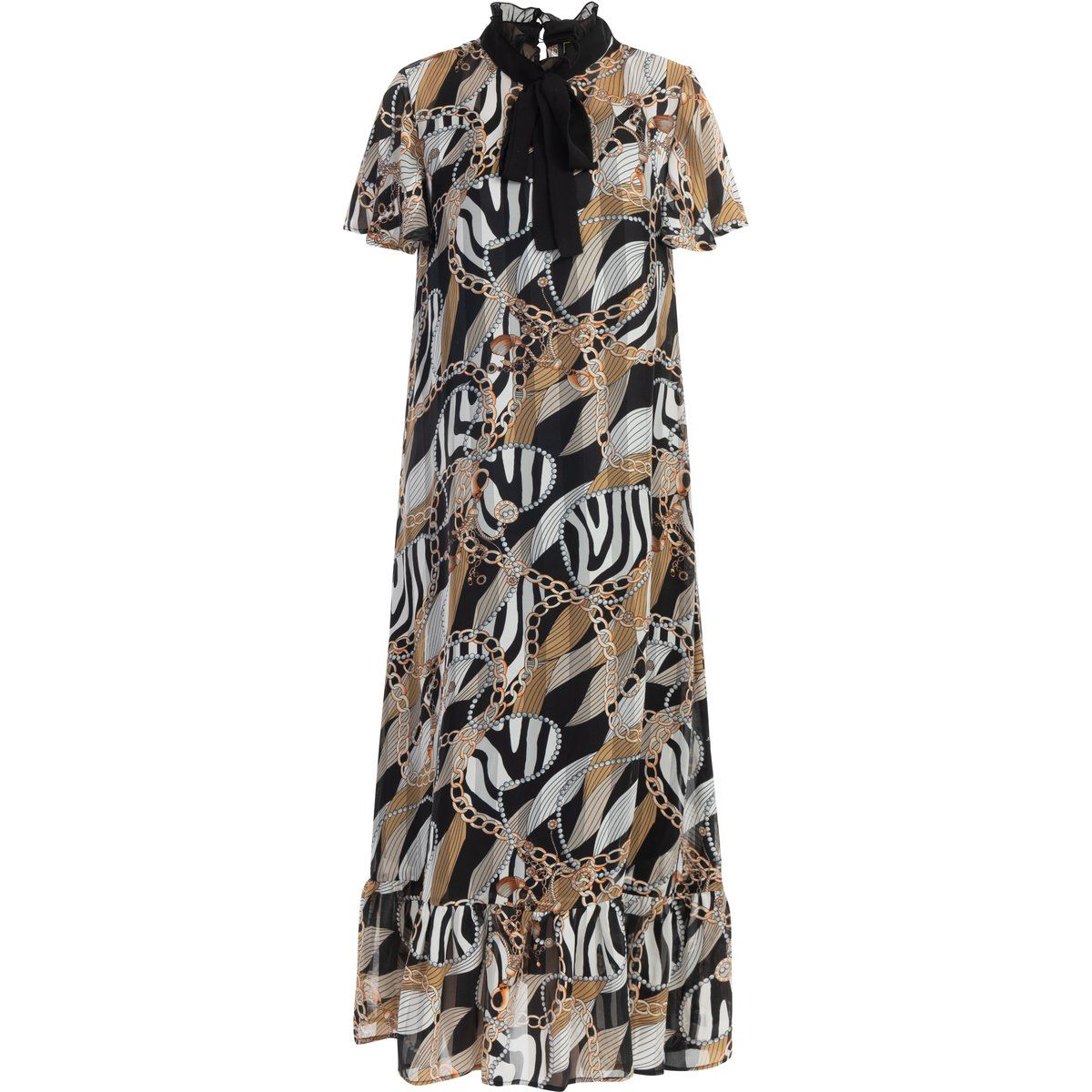Faina Midikleid Damen Schwarz Mehrfarbig