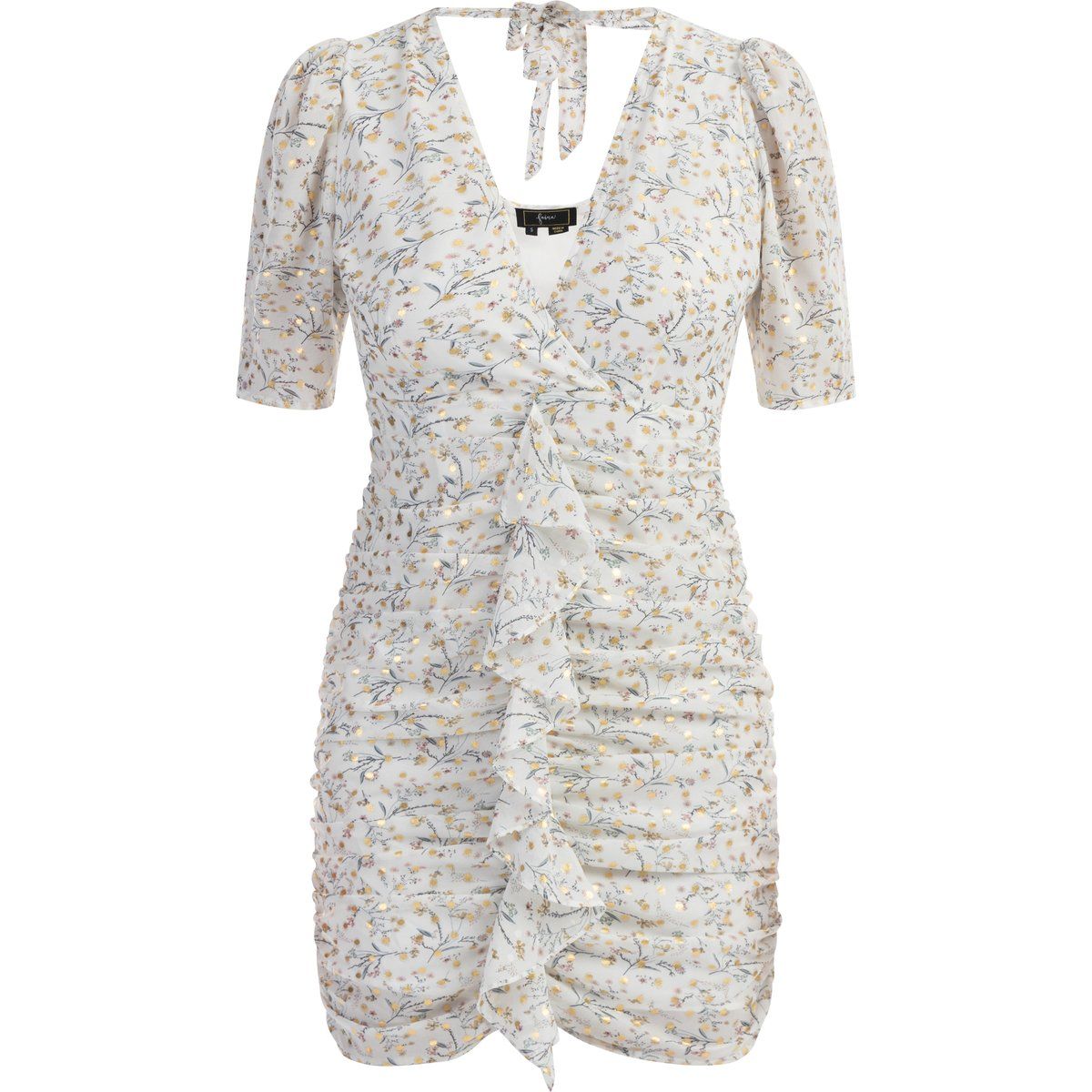 Faina Drapiertes Kleid Damen Wollweiß Mehrfarbig