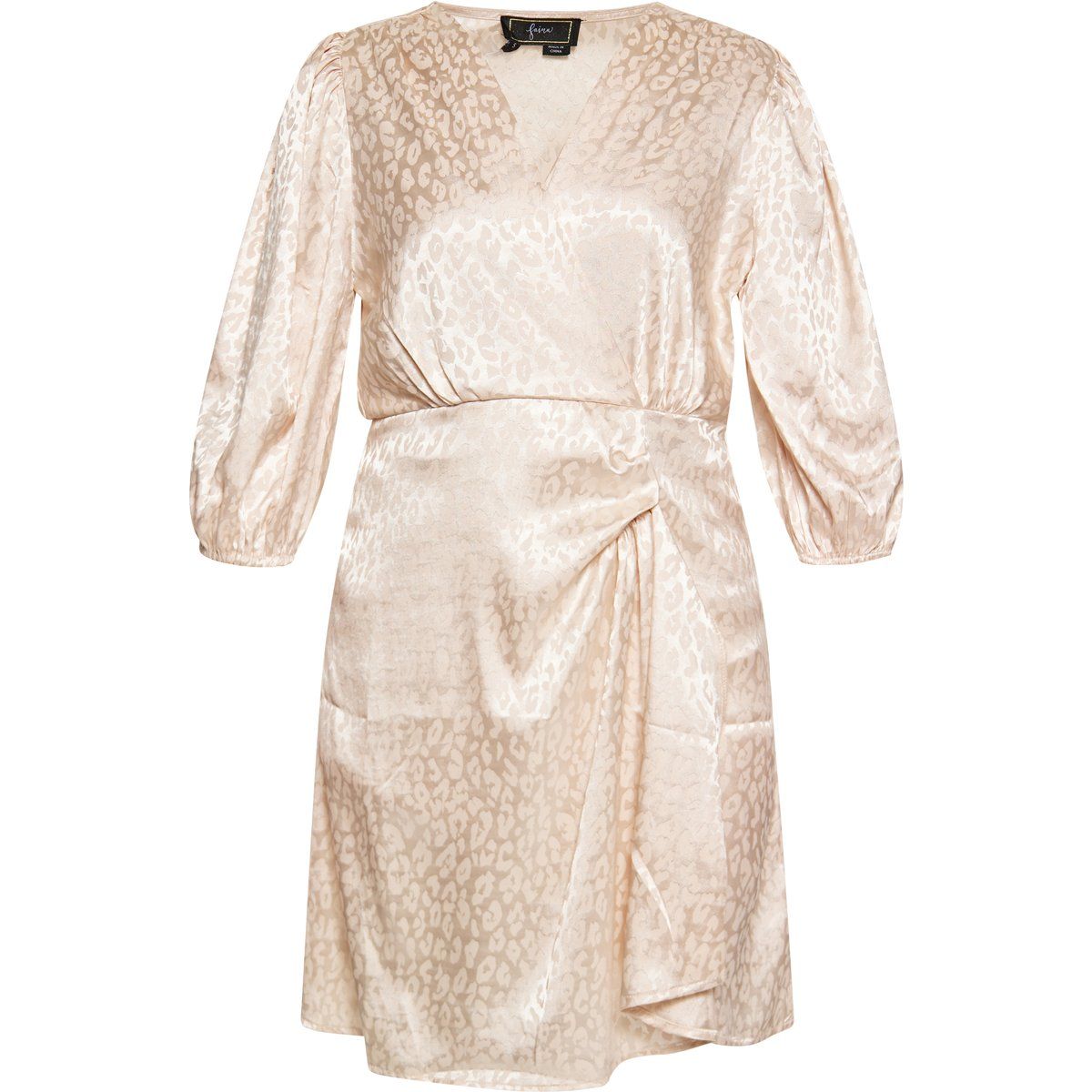 Drapiertes Wickelkleid mit Leo-Jacquard