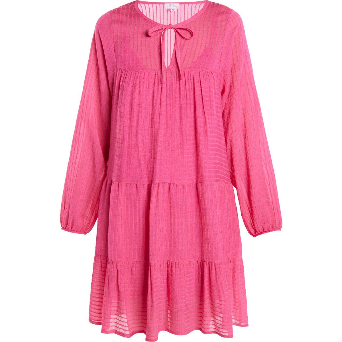 Gestuftes Minikleid mit Bindeband am Hals