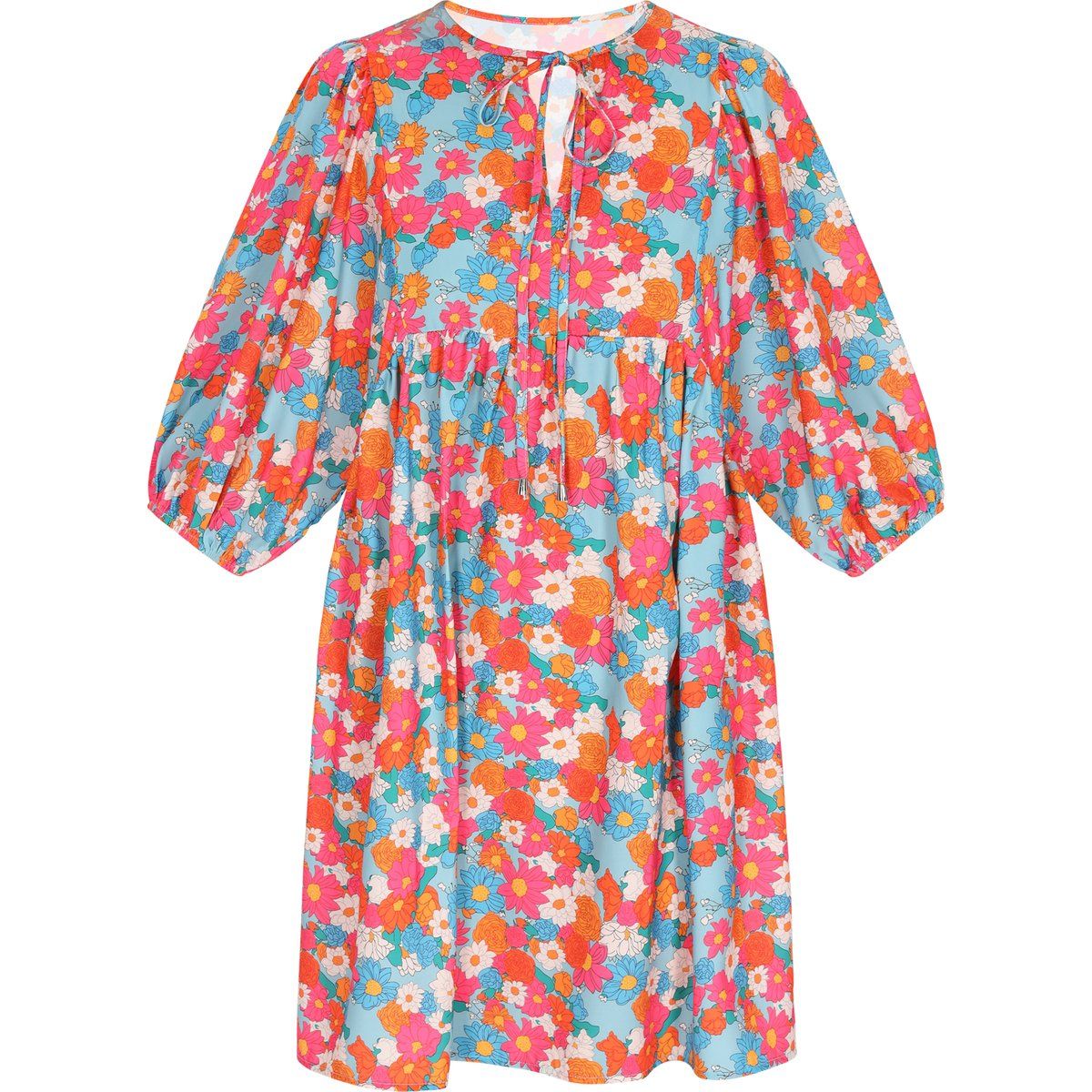 Geblümtes Minikleid mit Schnürung