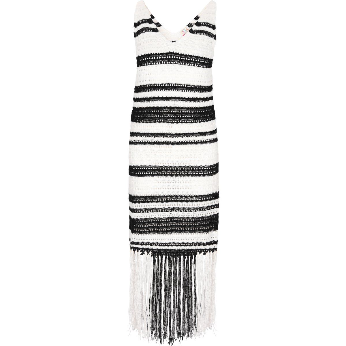 Gestreiftes Häkelkleid im Boho-Stil