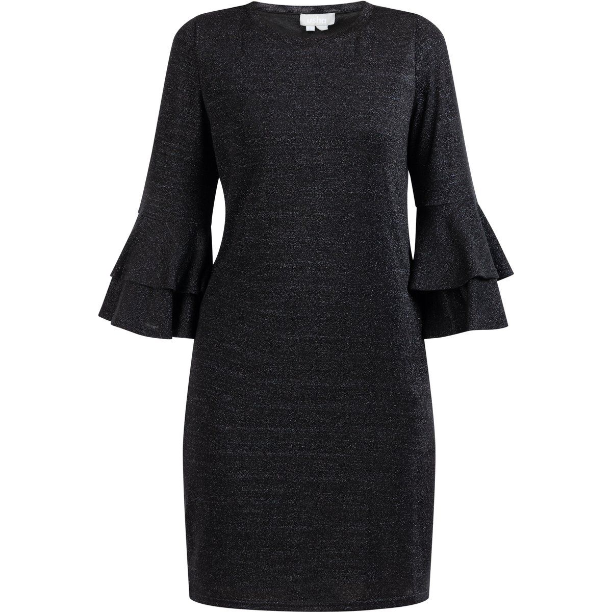 Glitzerndes Partykleid mit Volantärmeln