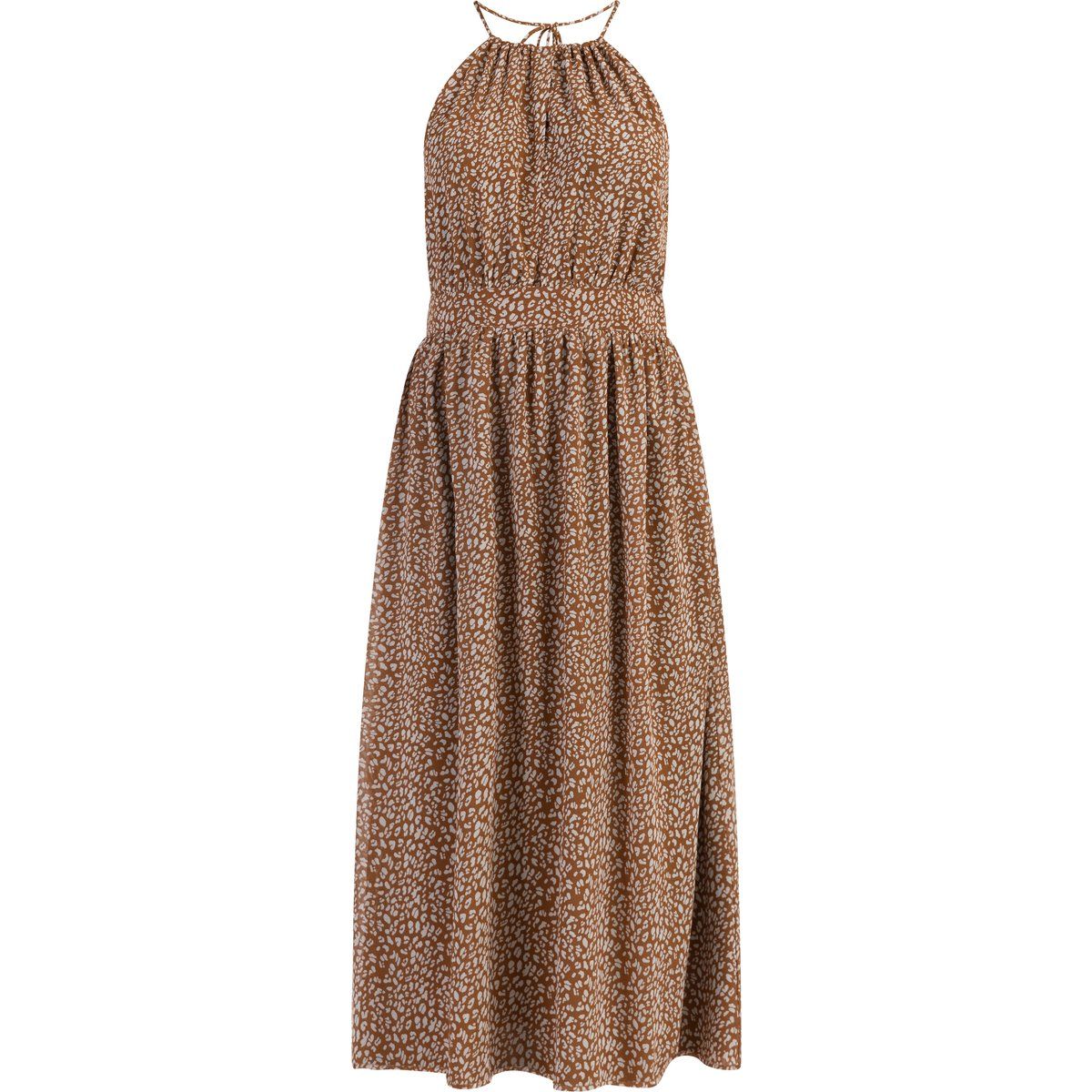 Bedrucktes Chiffon-Midi-Neckholderkleid