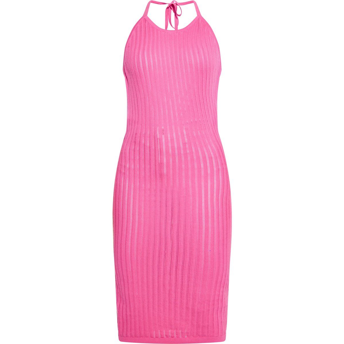 Geripptes Strick-Midikleid mit Neckholder