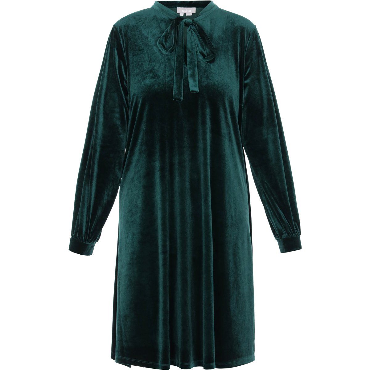 Elegantes Samt-Midikleid mit Schleifenknoten