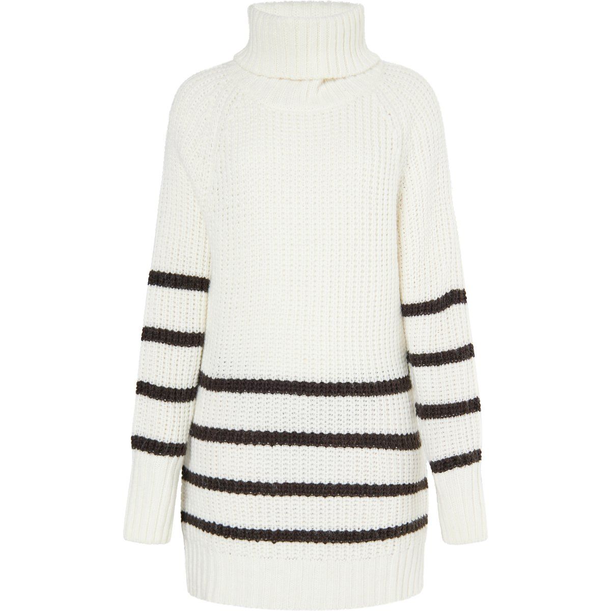 Gestreifter Rollkragenpullover mit Grobstrick