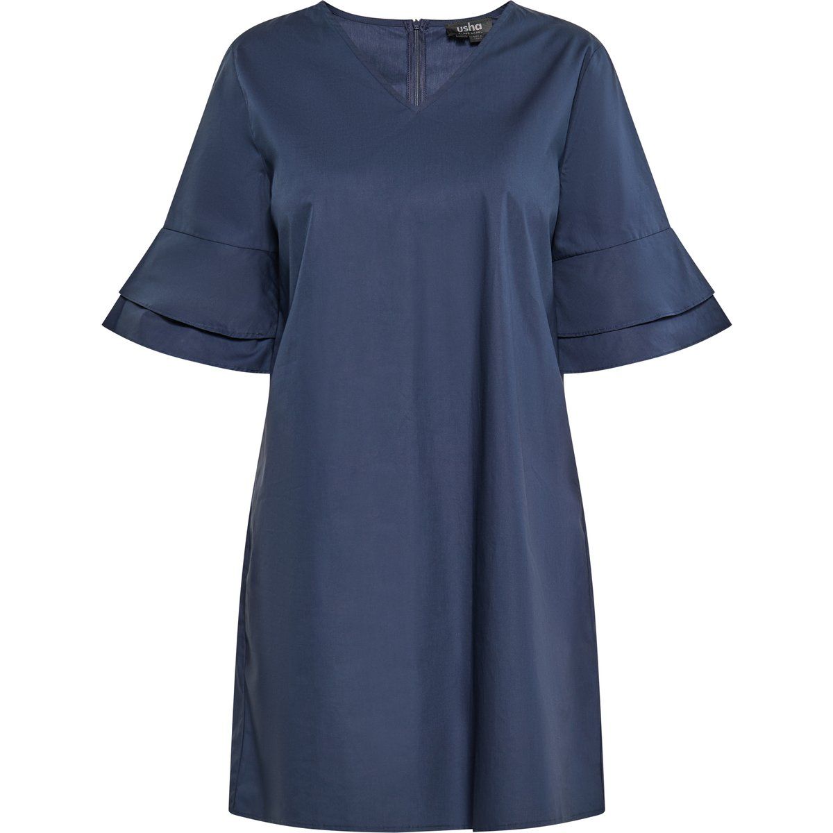 Elegantes marineblaues Mini-Baumwollkleid