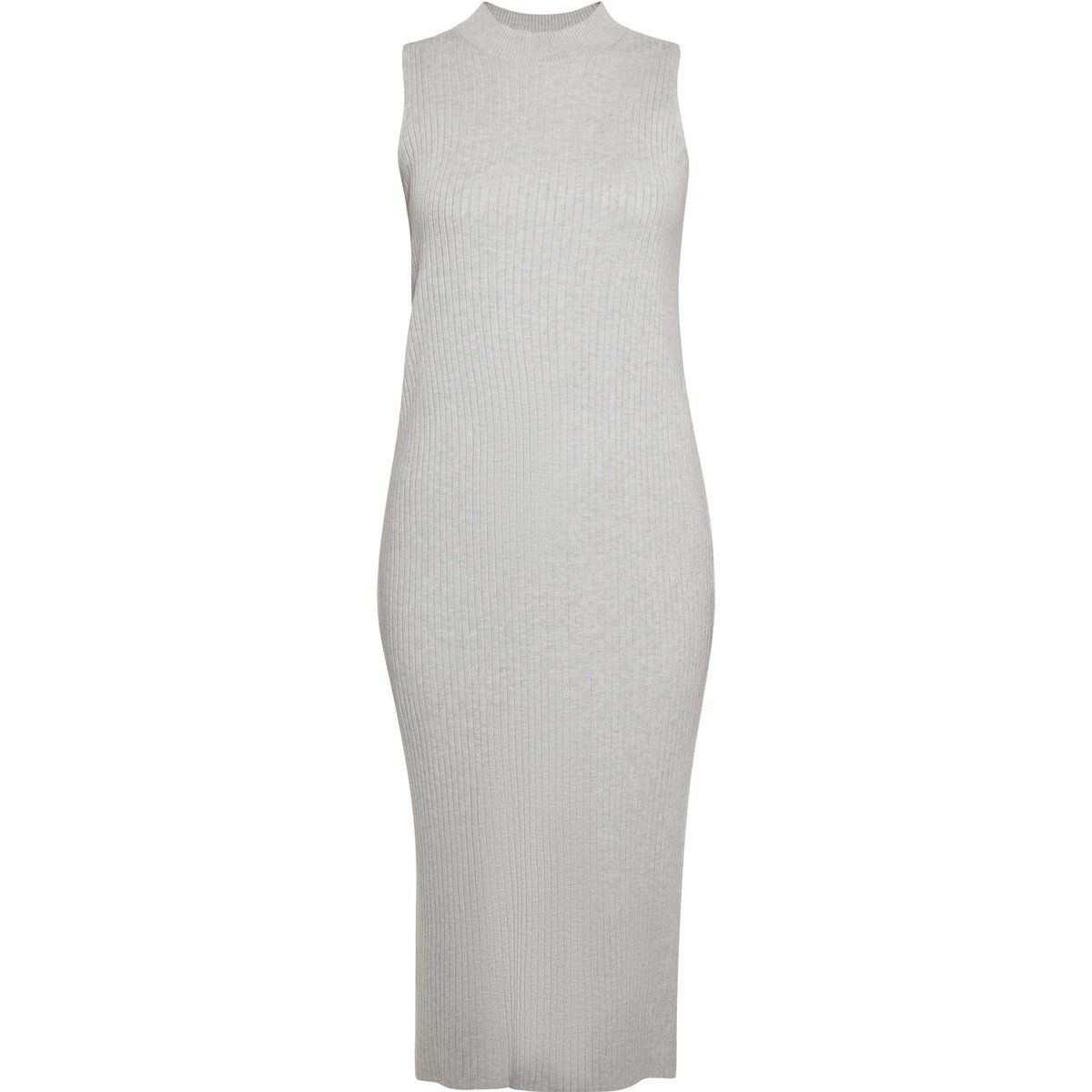 Ärmelloses Strick-Midikleid mit Rippenmuster