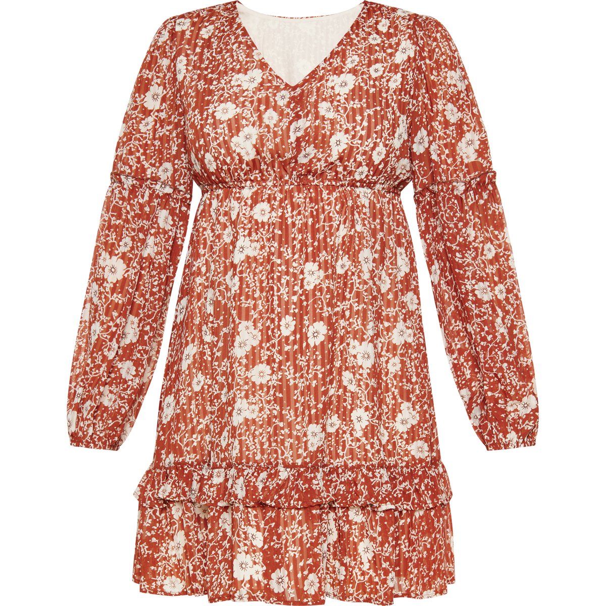 Gestuftes Boho-Minikleid mit Blumenmuster