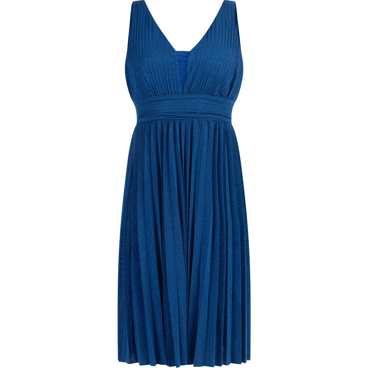 Elegantes plissiertes Metallic-Midikleid