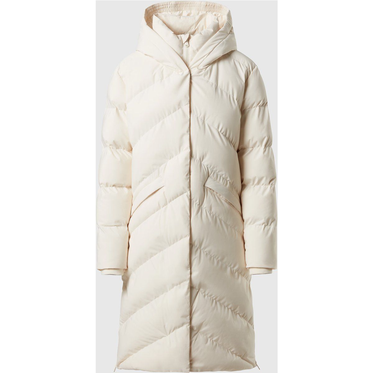 Lange Steppjacke mit Kapuze