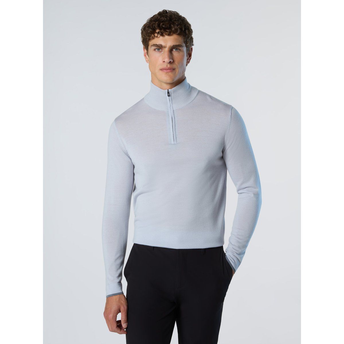 Merinowolle Pullover mit Halbreißverschluss