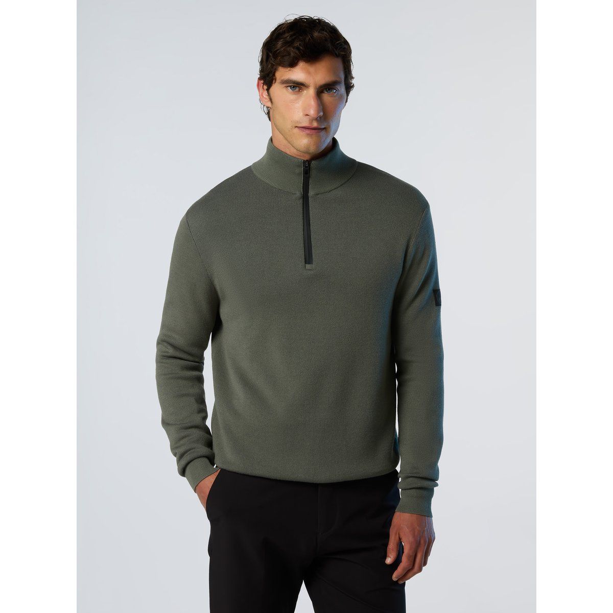 Herren Stehkragen Halb-Reißverschluss Pullover