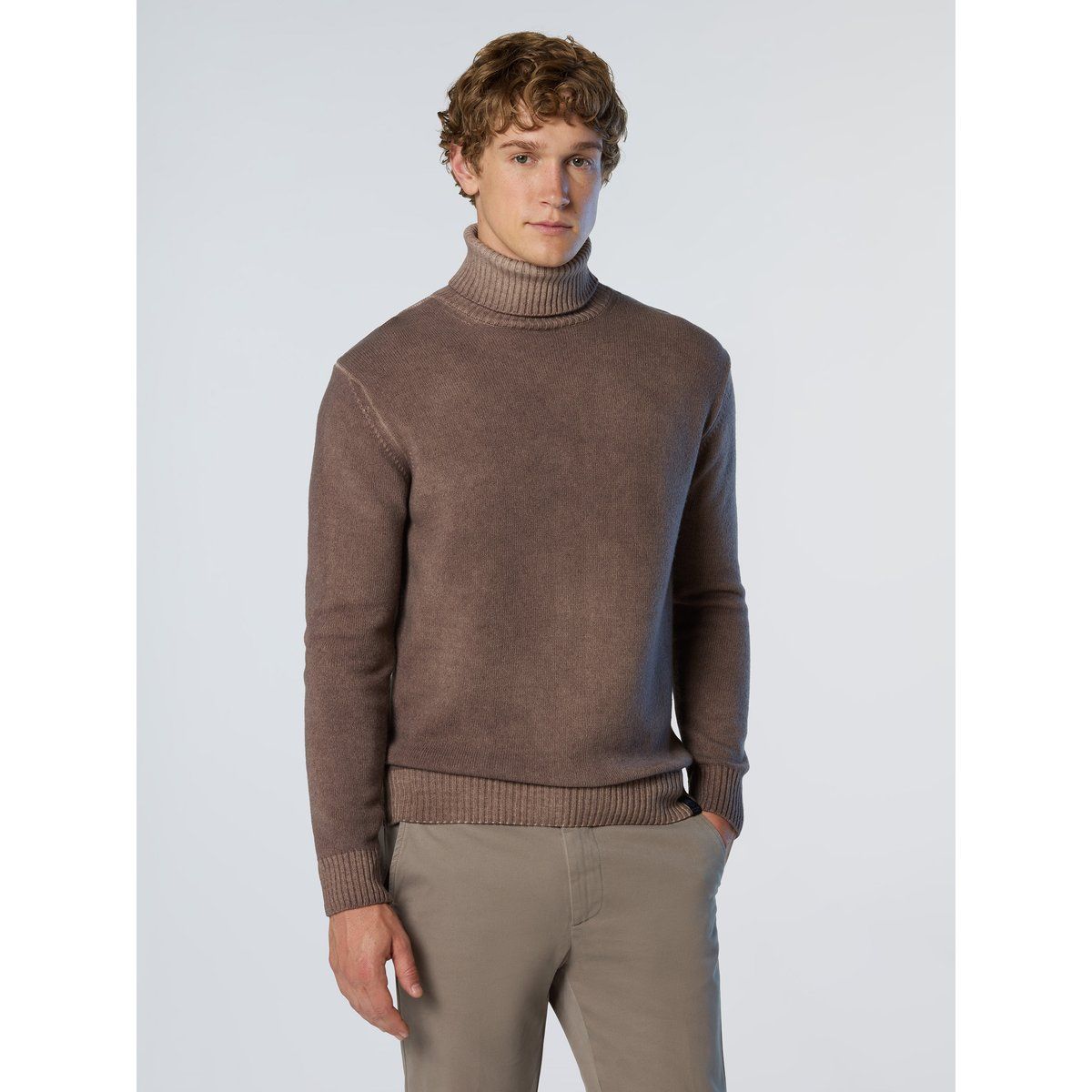 Rollkragen Strickpullover mit verblichenem Effekt