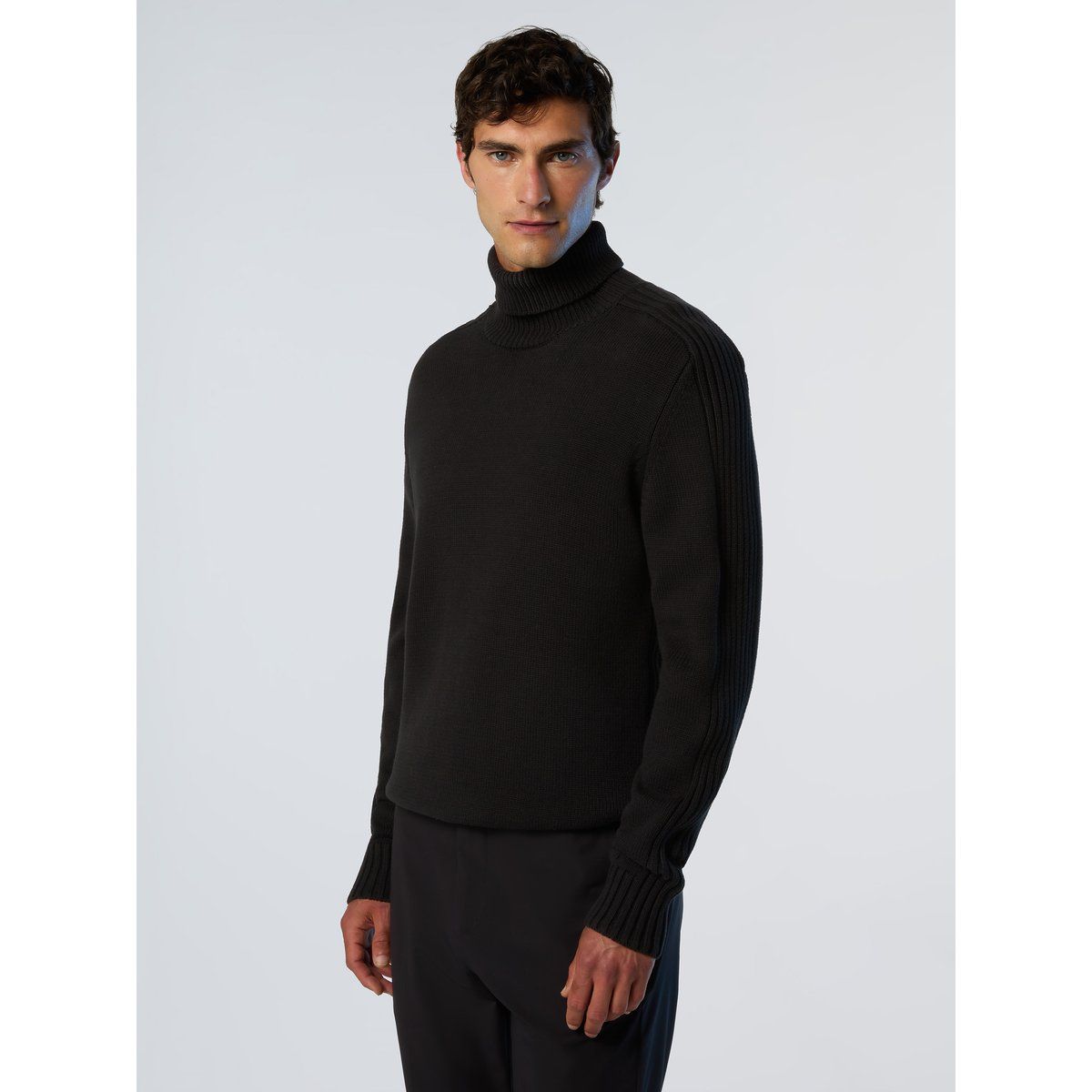 Herren Rollkragenpullover mit Rippstrick