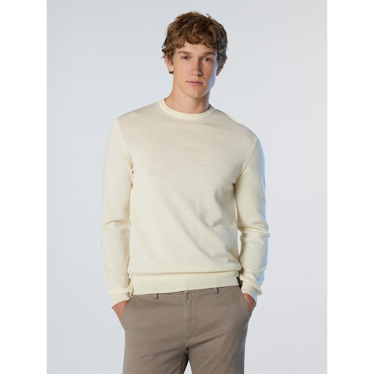 Klassischer Merinowolle Pullover mit Rundhalsausschnitt