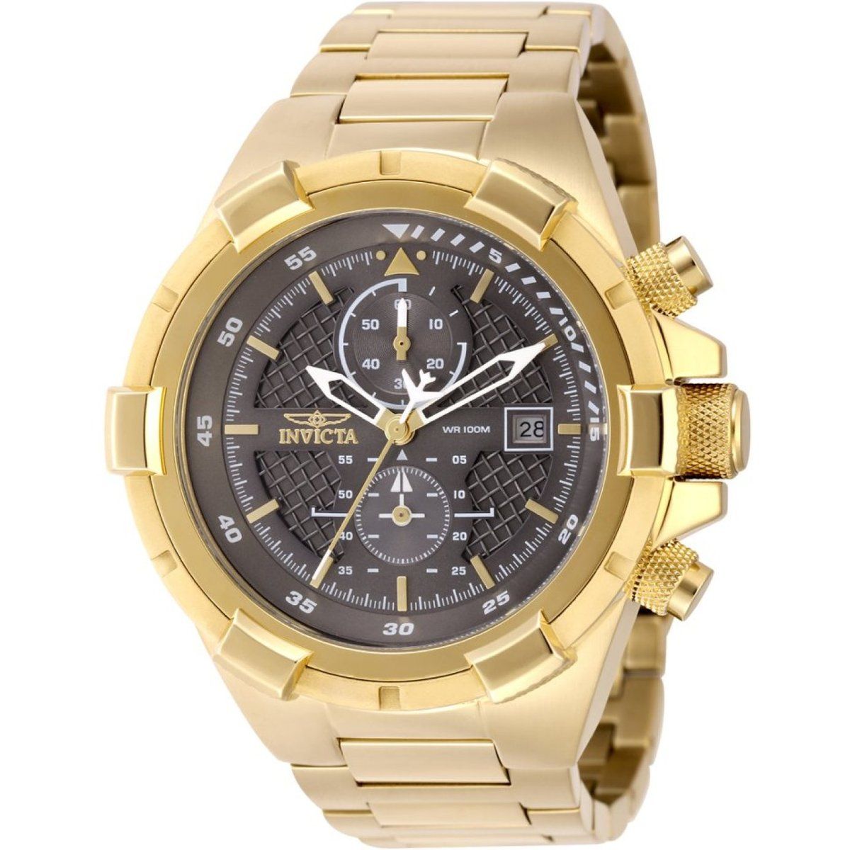 Goldfarbene Aviator Chronograph Uhr