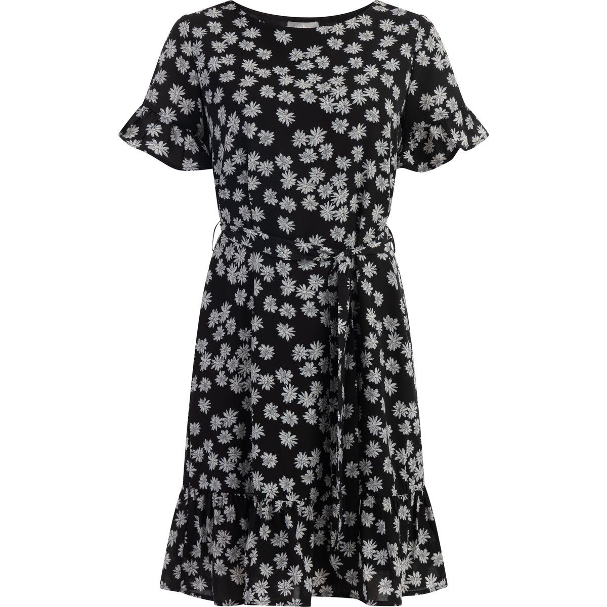 usha Midikleid mit Rüschen Damen schwarz-wollweiß