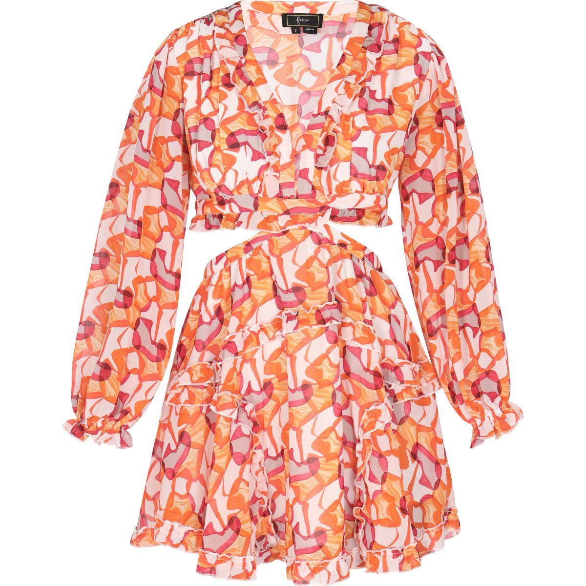 Mini-Kleid mit Cutout und abstraktem Print
