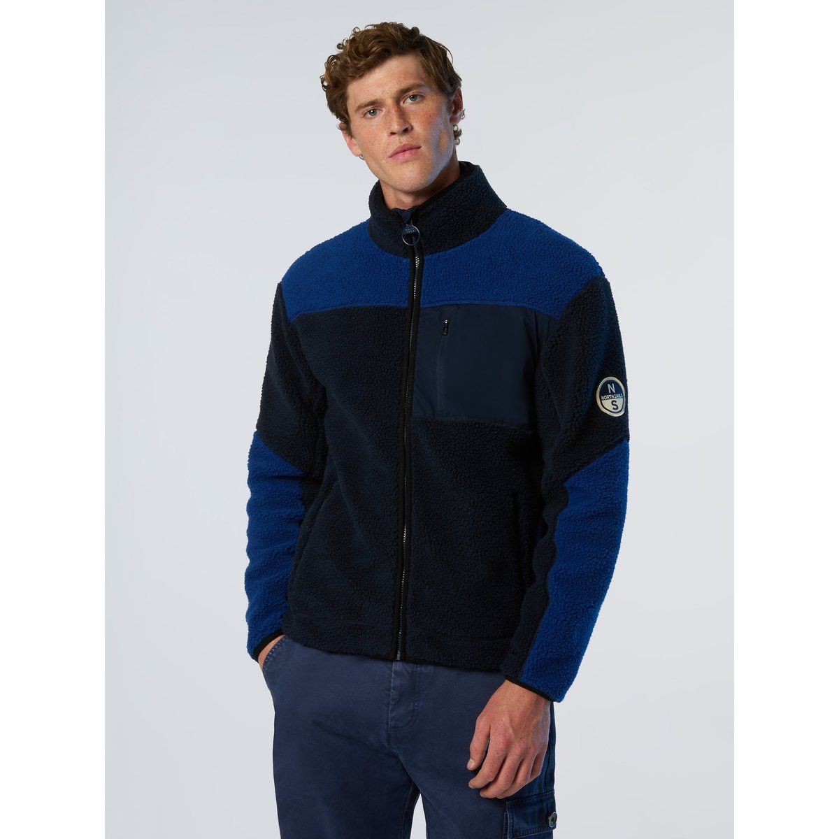 Zweifarbige Fleecejacke mit Reißverschluss
