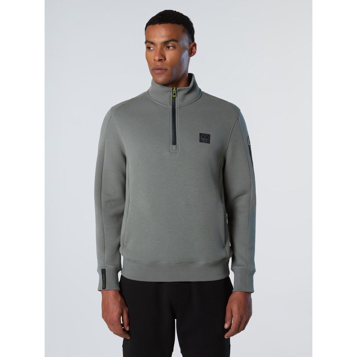 Herren Scuba Stoff Sweatshirt mit halbem Reißverschluss